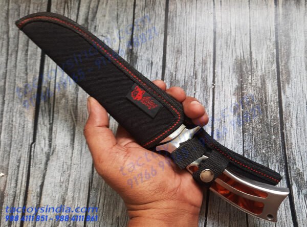 Columbia A11 full tang Blade - SS Handle scales with unique Epoxy resin Inserts - Lanyard Hole - Nylon Belt Carry Pouch - utility knife by TactoysIndia knives