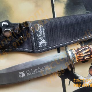 Columbia-SA49-Antique-Deer-Antler-Handle-Scales-Bowie-Knife