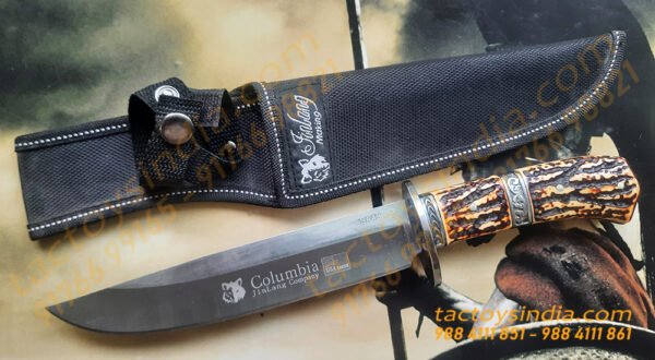 Columbia-SA49-Antique-Deer-Antler-Handle-Scales-Bowie-Knife