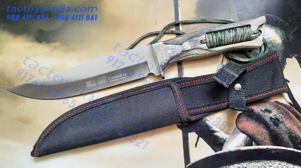 Columbia XF67 Unique Beauty Full tang Knife / 440c Stainless steel built / Inbuilt Paracord Braided Handle / SS n Hardwood handle Tactoys India