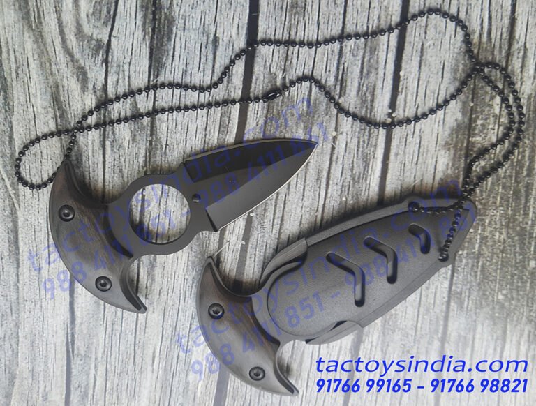 Push Dagger Neck Knife defence Pendant With Quick release ABS Fibre Sheath and Adjustable Ball Chain by Tactoys India